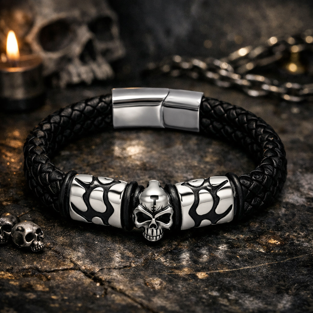 Obsidian Skull Bracelet