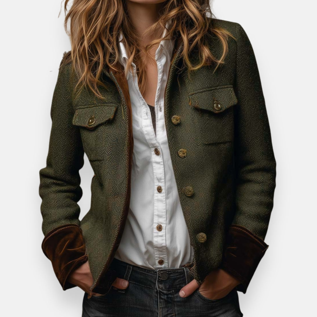 Geraldine – Tweed Jacket with Velvet Details