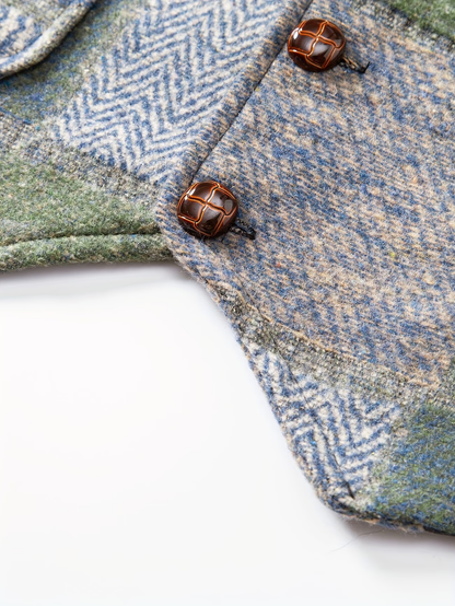 Leo | Patchwork Tweed Waistcoat with Herringbone Pattern