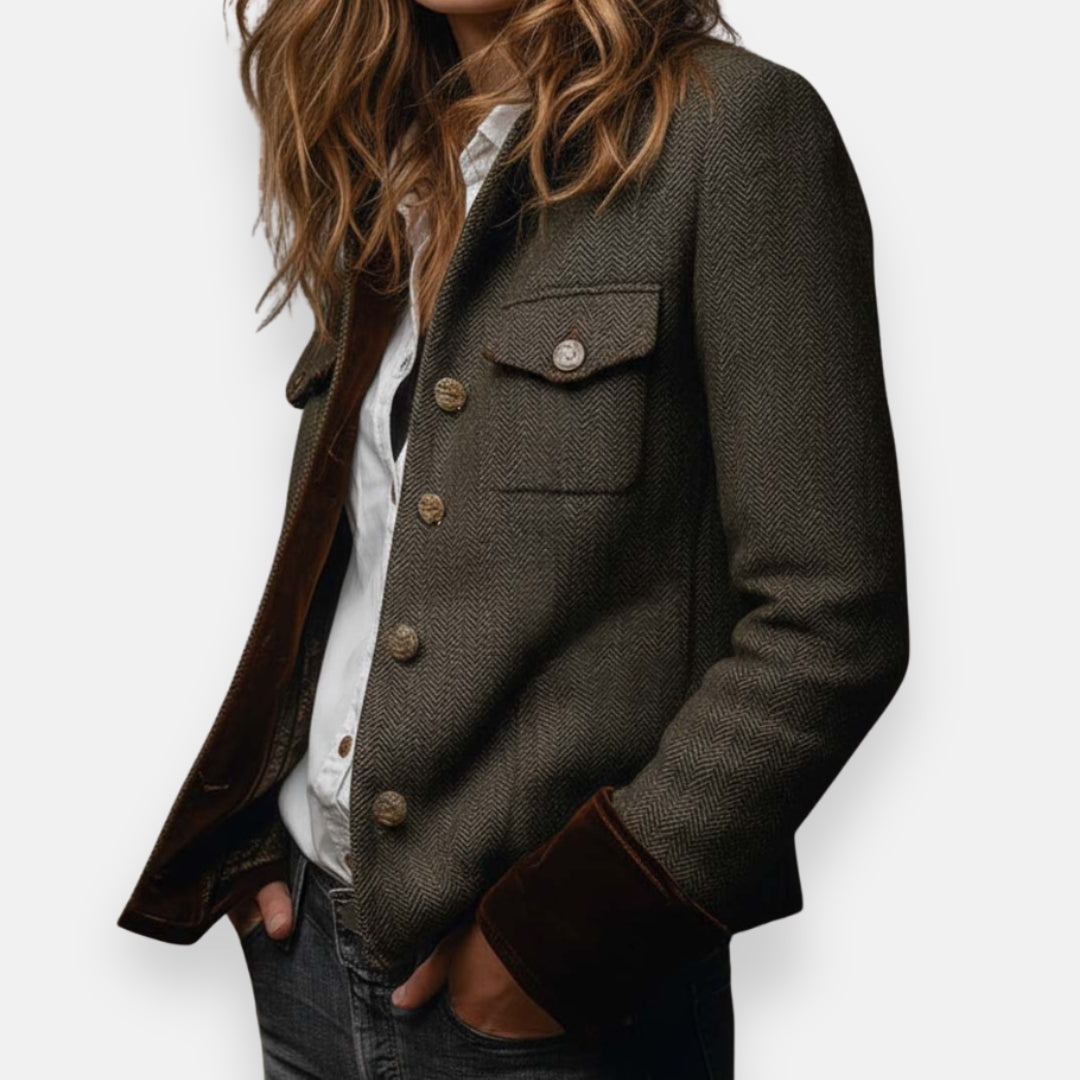 Geraldine – Tweed Jacket with Velvet Details