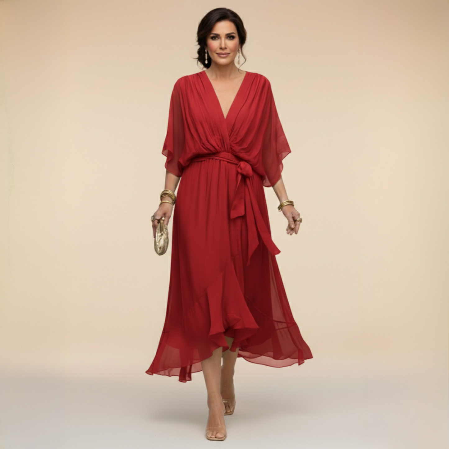 Arabella | Flowing V-Neck Silhouette Dress