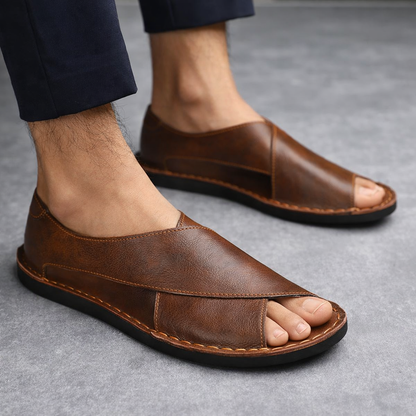 Artisan Crossover Leather Slide Sandal