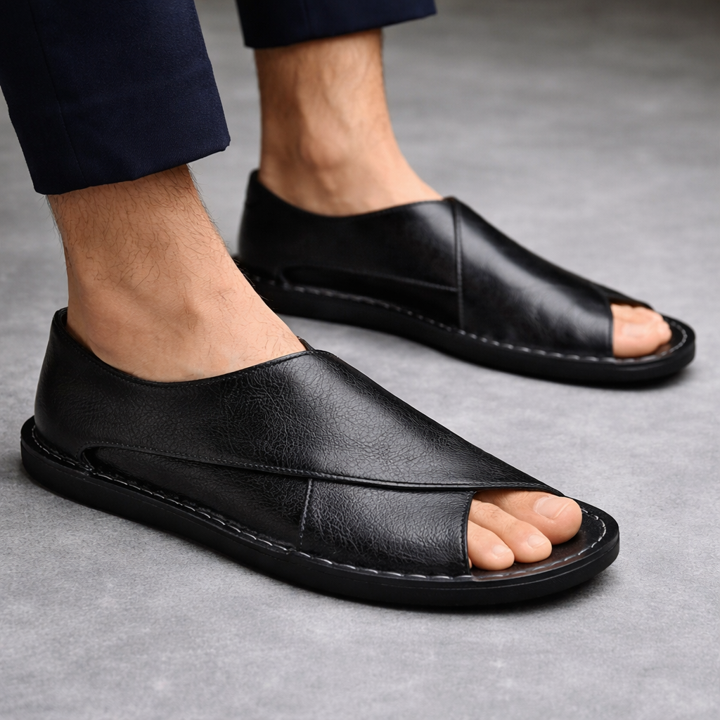 Artisan Crossover Leather Slide Sandal