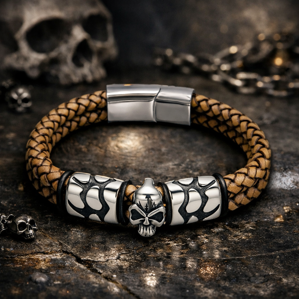 Obsidian Skull Bracelet