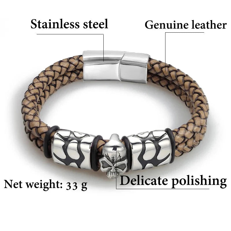 Obsidian Skull Bracelet