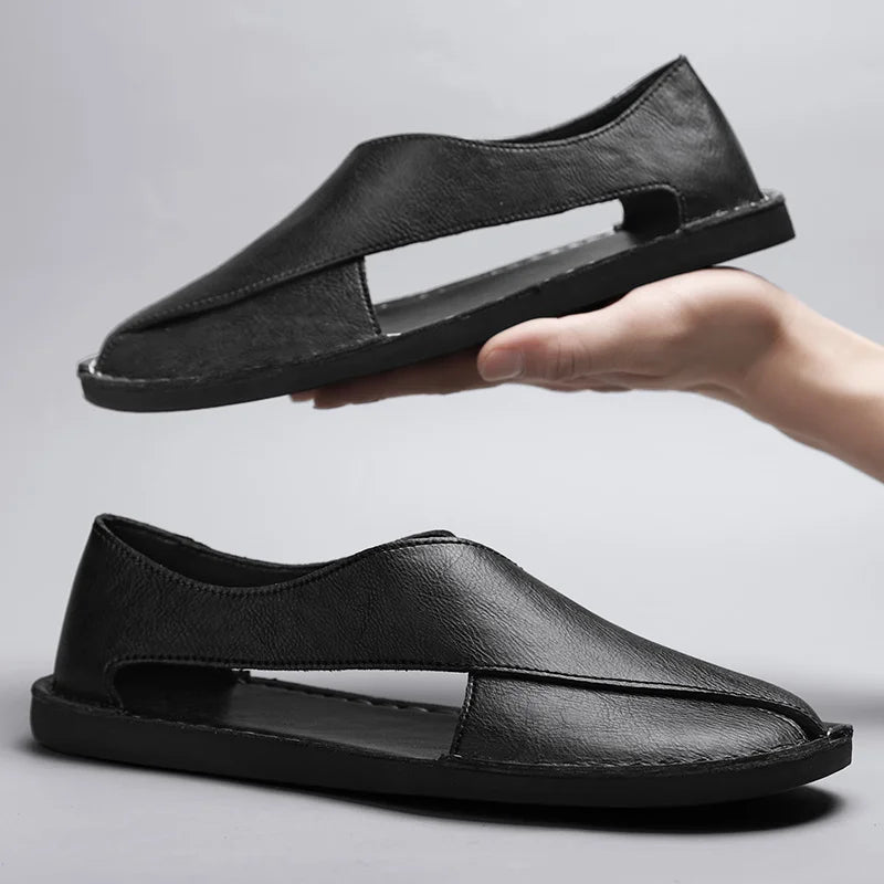 Artisan Crossover Leather Slide Sandal