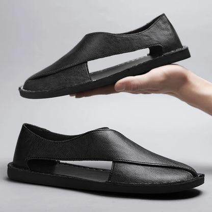 Artisan Crossover Leather Slide Sandal