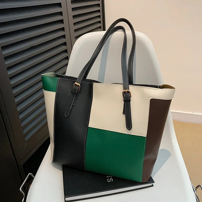 Colorblock Patchwork Tote