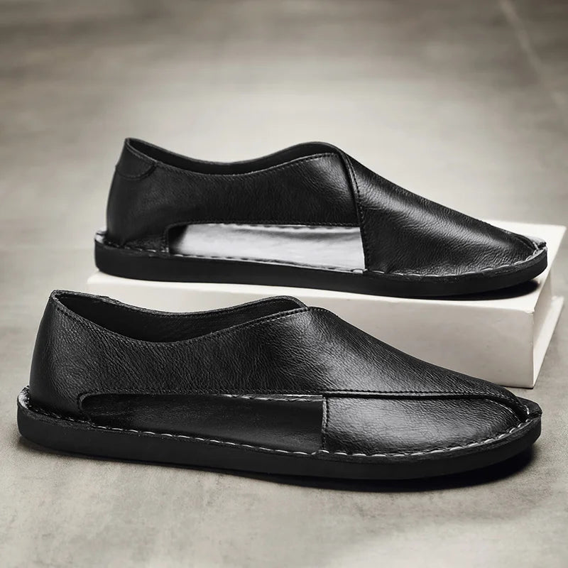 Artisan Crossover Leather Slide Sandal