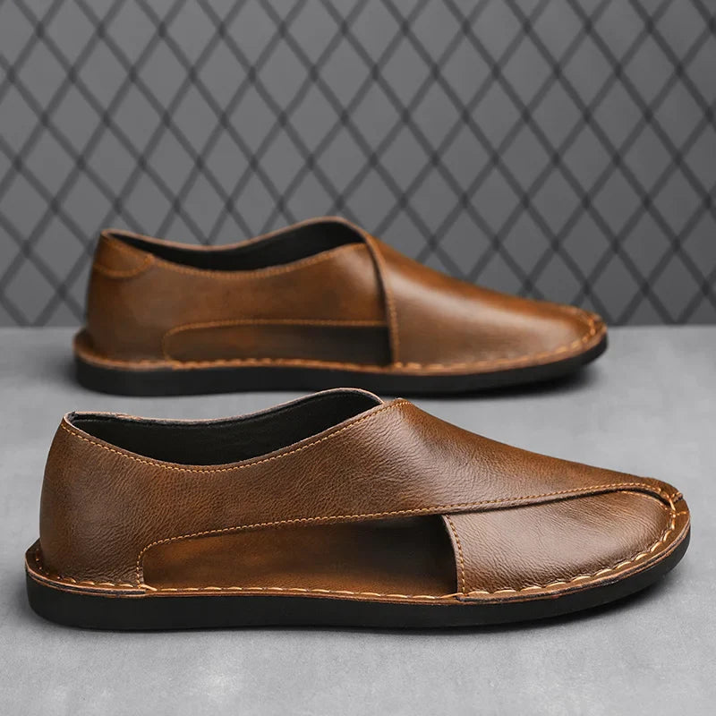 Artisan Crossover Leather Slide Sandal