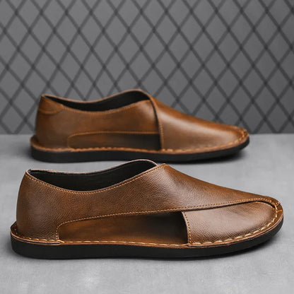 Artisan Crossover Leather Slide Sandal