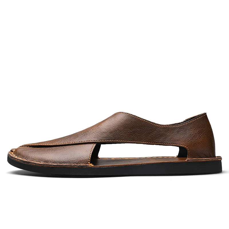 Artisan Crossover Leather Slide Sandal