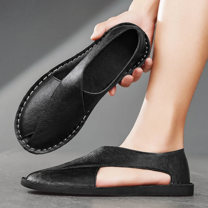 Artisan Crossover Leather Slide Sandal