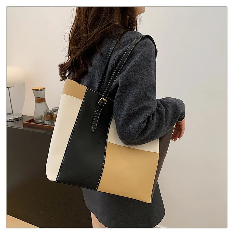 Colorblock Patchwork Tote