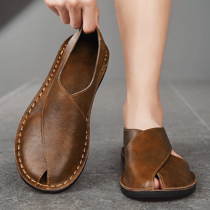Artisan Crossover Leather Slide Sandal