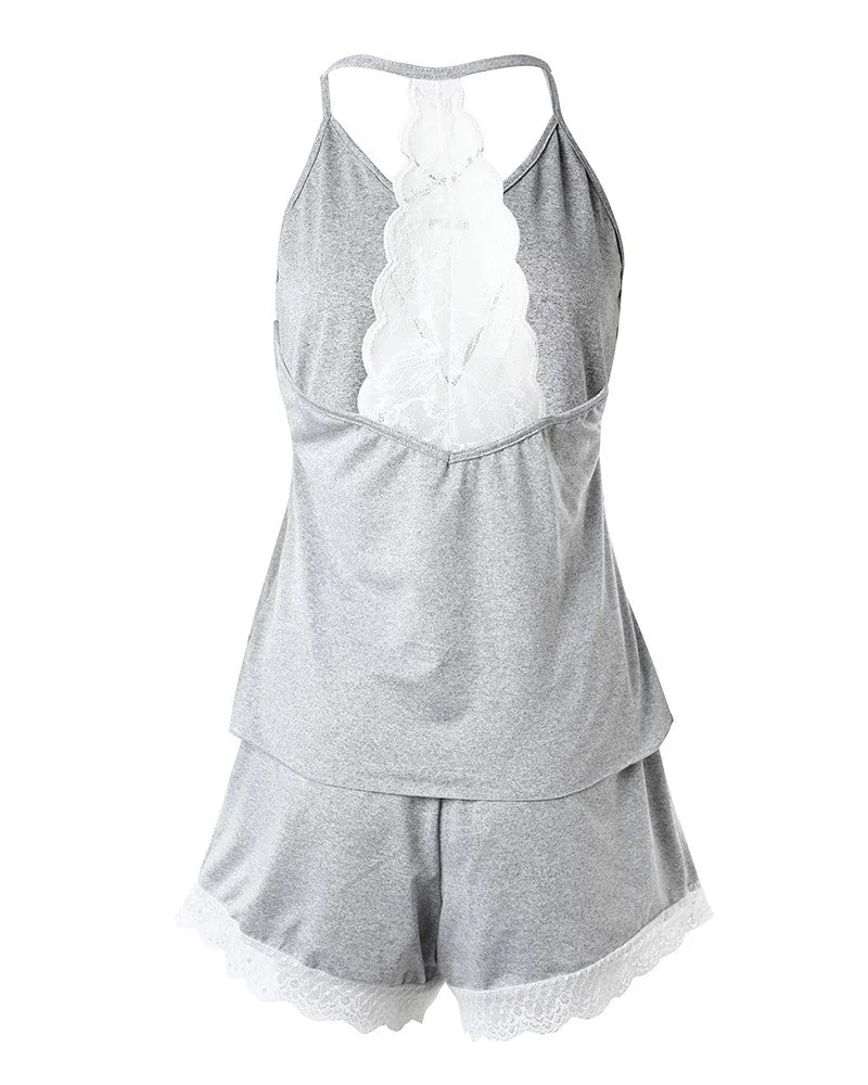 Satin & Lace Cami Short Set
