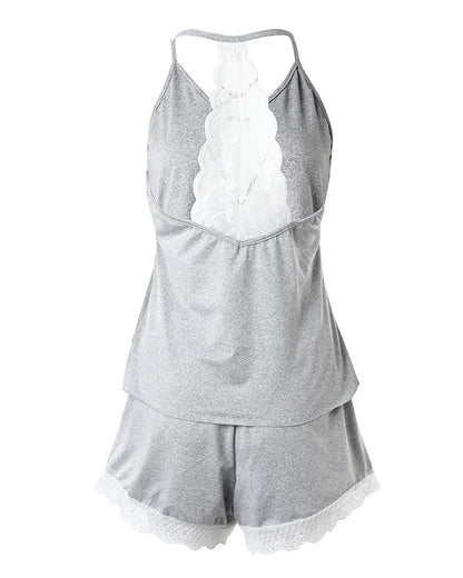 Satin & Lace Cami Short Set