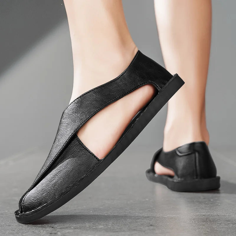 Artisan Crossover Leather Slide Sandal