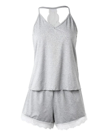 Satin & Lace Cami Short Set