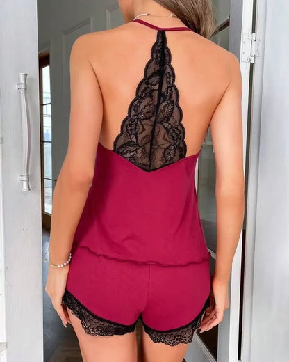 Satin & Lace Cami Short Set