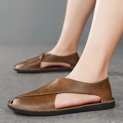 Artisan Crossover Leather Slide Sandal