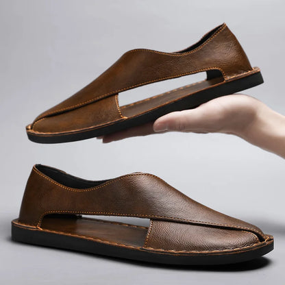 Artisan Crossover Leather Slide Sandal