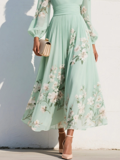 Odelia – Floral Midi Dress with Flowing Silhouette