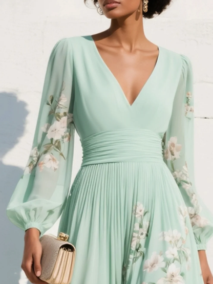 Odelia – Floral Midi Dress with Flowing Silhouette