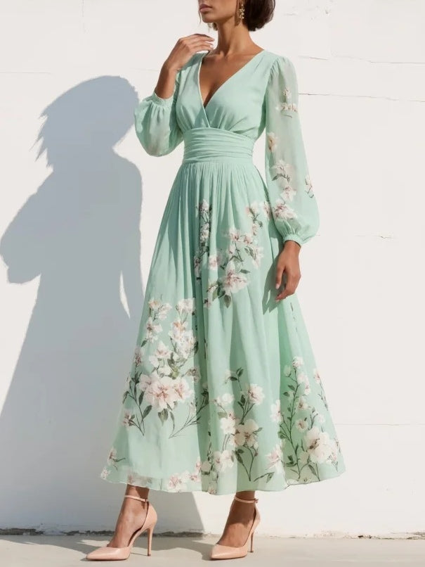 Odelia – Floral Midi Dress with Flowing Silhouette