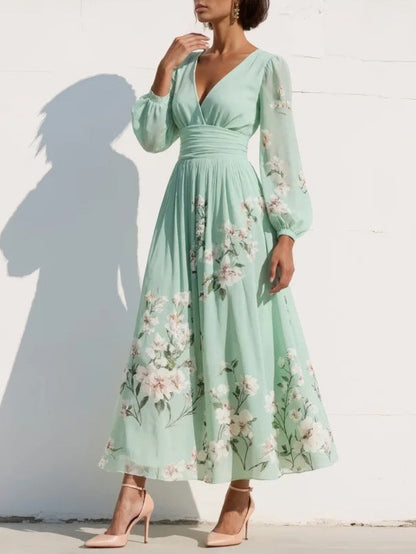 Odelia – Floral Midi Dress with Flowing Silhouette